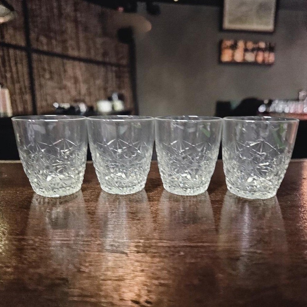 Bormioli Rocco Dedalo Whiskey Glasses, Set of 4, Lowball Tumblers, Clear Glass